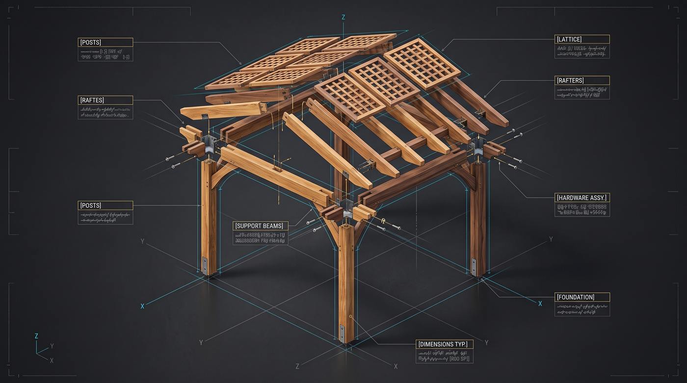Elaborato grafico CAD di dettagli costruttivi per strutture in legno