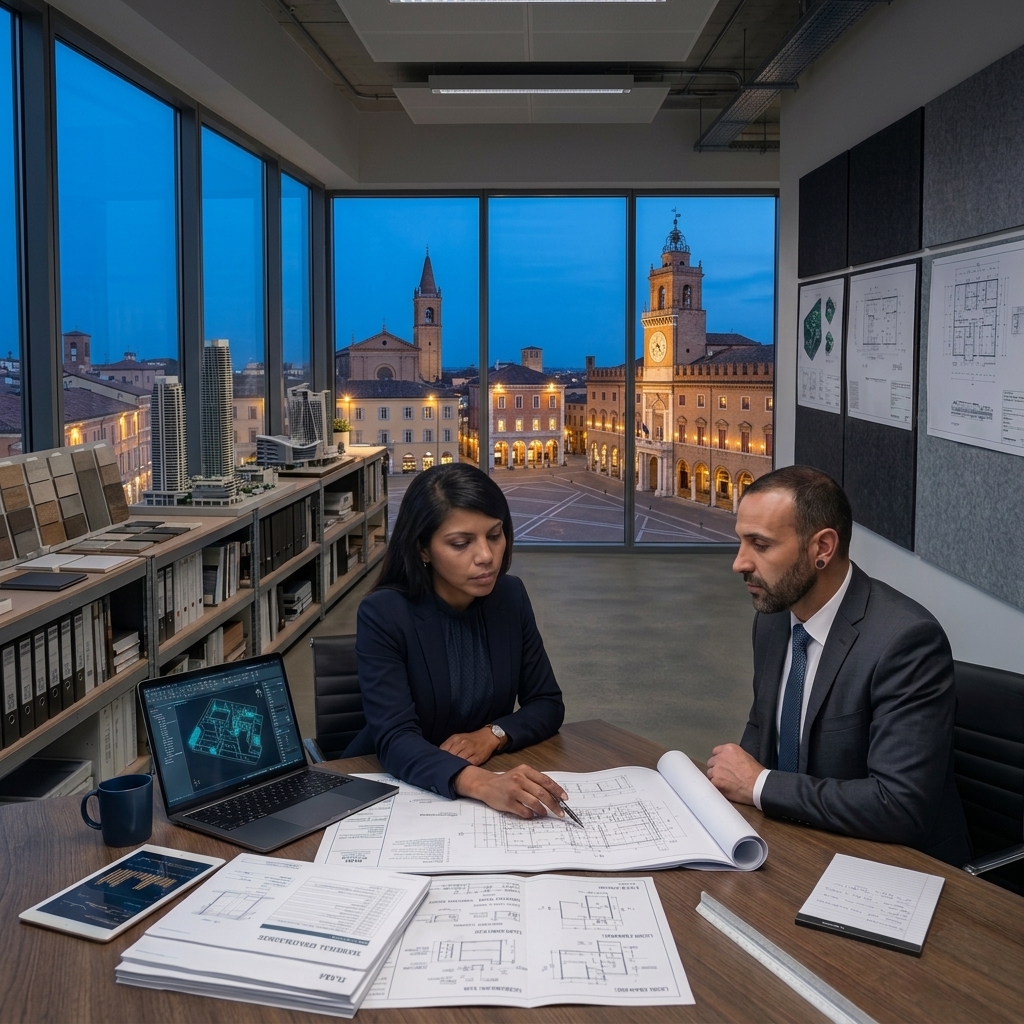 Consulenza tecnica di progettazione: incontro con il cliente in studio.